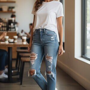 American Eagle High-Rise EXTRA distressed Mom Jeans